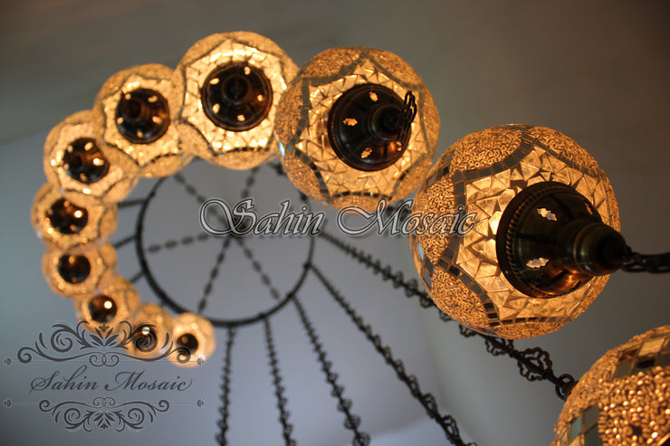 15-BALL WATER DROP MOSAIC CHANDELIER LARGE GLOBES, FREE SHIPPING - TurkishLights.NET