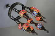 9-BALL TURKISH SULTAN MOSAIC CHANDELIER WITH NO2 (MEDIUM) GLOBES - TurkishLights.NET