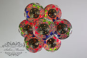 7 - BALL SULTAN TURKISH MOSAIC CHANDELIER (LARGE GLOBES) - TurkishLights.NET