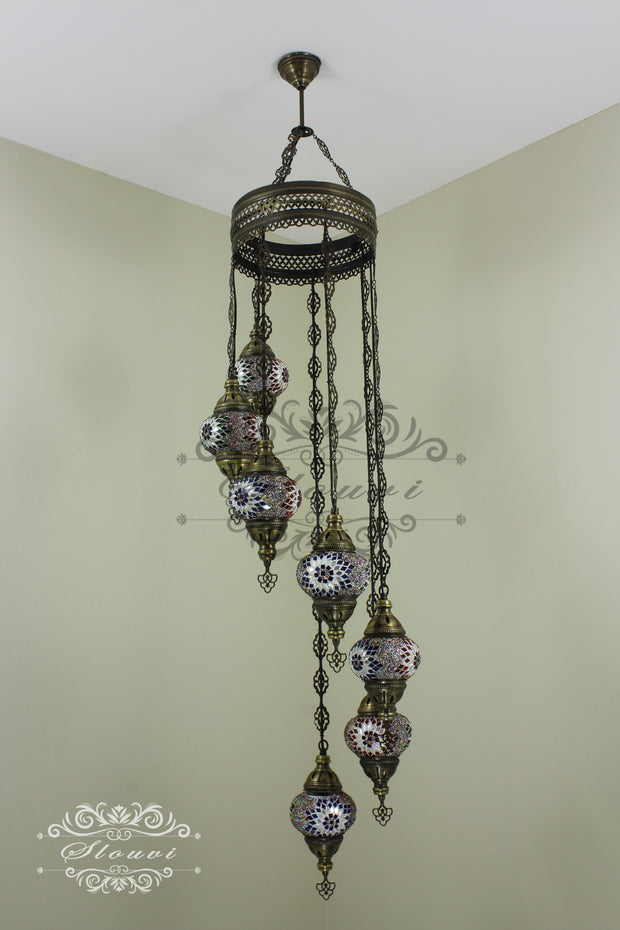 7 - BALL TURKISH MOSAIC CHANDELIER - TurkishLights.NET