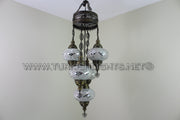 5-BALL SULTAN MOSAIC CHANDELIER (LARGE GLOBES) - TurkishLights.NET