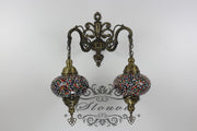 Turkish Mosaic Double Wall Sconce, With Large Globes - TurkishLights.NET