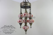 7 - BALL SULTAN TURKISH MOSAIC CHANDELIER (LARGE GLOBES) - TurkishLights.NET