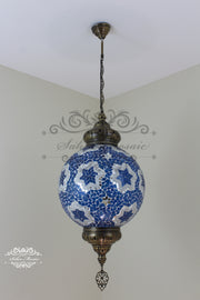 Mosaic Hanging Lamp with 35cm (14") Globe - TurkishLights.NET