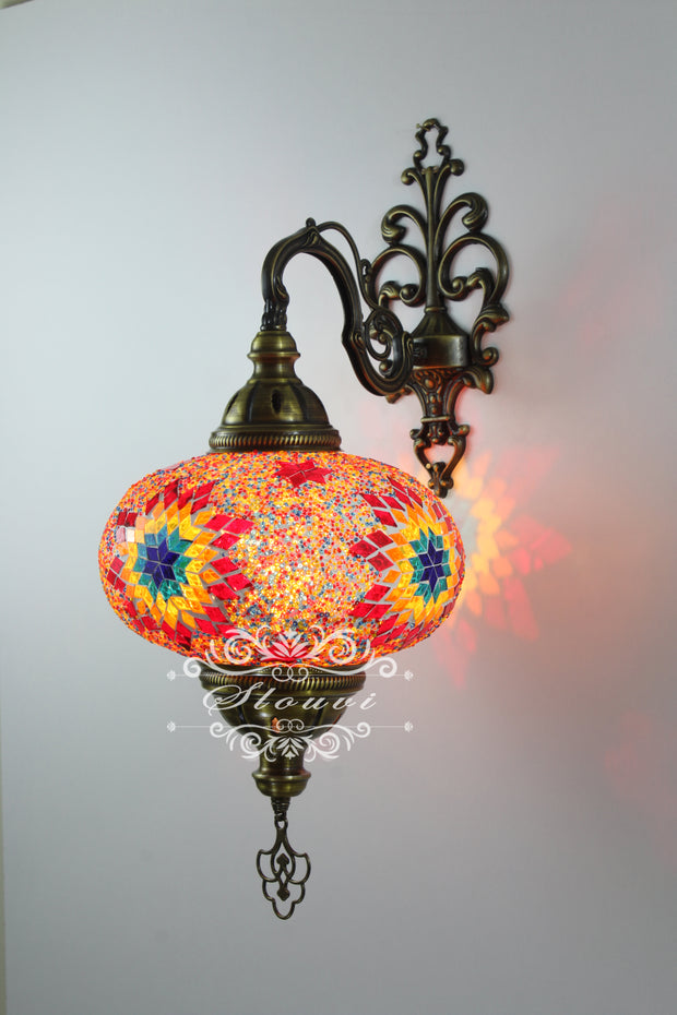 Turkish Mosaic Wall Sconce, With Extra Large Globes - TurkishLights.NET