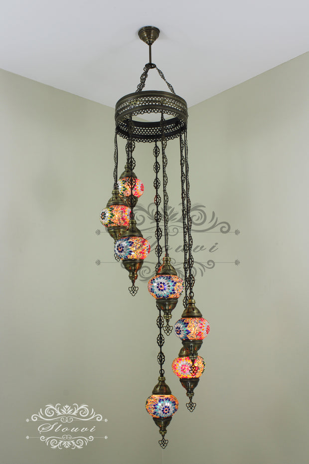 7 - BALL TURKISH MOSAIC CHANDELIER - TurkishLights.NET