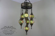 7 - BALL SULTAN TURKISH MOSAIC CHANDELIER (MEDIUM GLOBES) - TurkishLights.NET