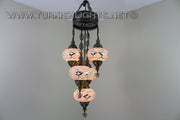 5-BALL SULTAN MOSAIC CHANDELIER (LARGE GLOBES) - TurkishLights.NET