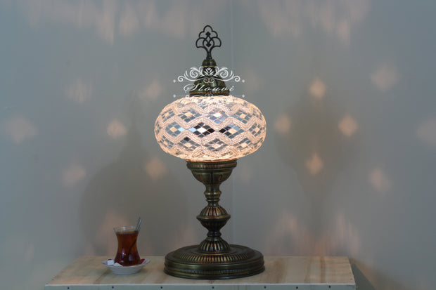 Turkish Mosaic Table Lamp, Extra Large Globe (NO5 GLOBE) - TurkishLights.NET