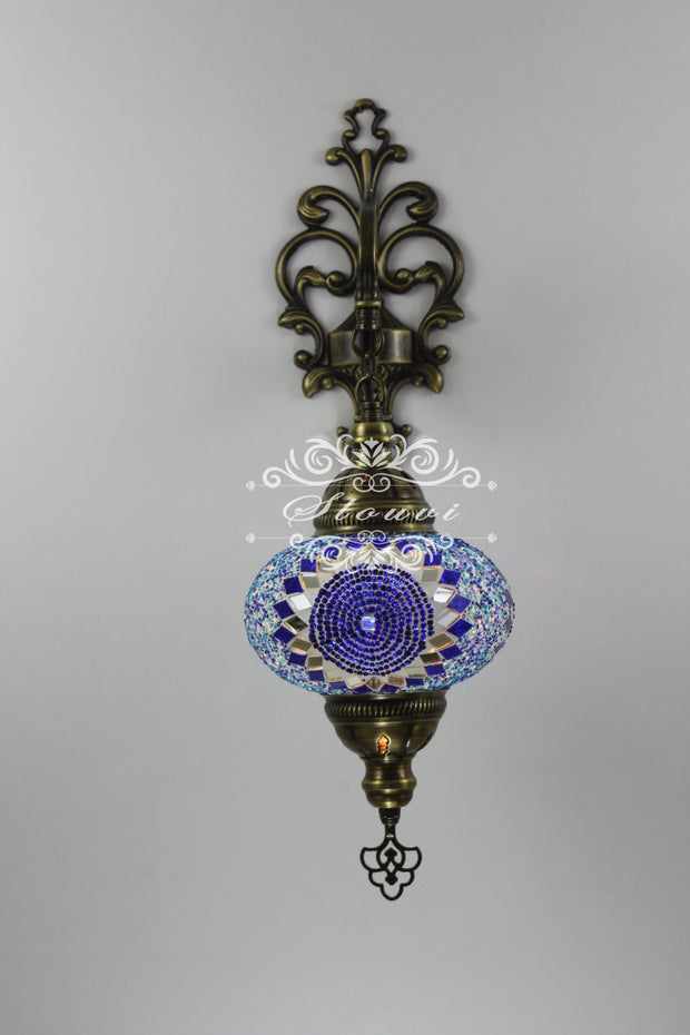 Turkish Mosaic  Wall Sconce, With Large Globes - TurkishLights.NET