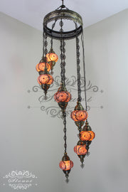 TURKISH MOSAIC LAMP, Water Drop Style CHANDELIER IN 8 GLOBES - TurkishLights.NET