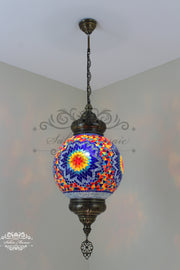 Mosaic Hanging Lamp with 30cm (12") Globe - TurkishLights.NET