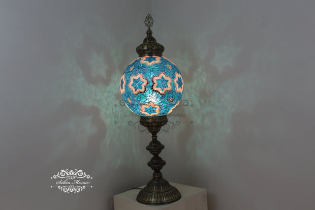 MOSAIC FLOOR / TABLE LAMP WITH 35CM (14") GLOBE - TurkishLights.NET