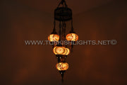 5-BALL SULTAN MOSAIC CHANDELIER (MEDIUM GLOBES) - TurkishLights.NET