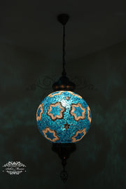 Mosaic Hanging Lamp with 35cm (14") Globe - TurkishLights.NET