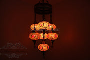 7 - BALL SULTAN TURKISH MOSAIC CHANDELIER (LARGE GLOBES) - TurkishLights.NET