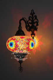 Turkish Mosaic Wall Sconce, With Extra Large Globes - TurkishLights.NET