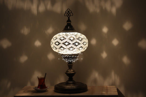 Turkish Mosaic Table Lamp, Extra Large Globe (NO5 GLOBE) - TurkishLights.NET