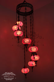 TURKISH MOSAIC LAMP, Water Drop Style CHANDELIER IN 8 LARGE GLOBES - TurkishLights.NET