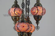 5-BALL SULTAN MOSAIC CHANDELIER (MEDIUM GLOBES) - TurkishLights.NET