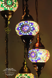 5 BALL TURKISH MOSAIC CHANDELIER, - TurkishLights.NET