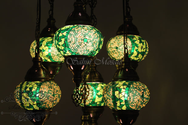 7 - BALL SULTAN TURKISH MOSAIC CHANDELIER (MEDIUM GLOBES) - TurkishLights.NET