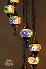 7 - BALL TURKISH MOSAIC CHANDELIER - TurkishLights.NET