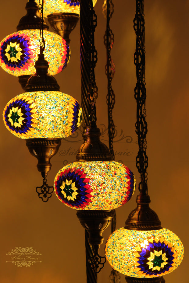 BALL TURKISH MOSAIC FLOOR LAMP, LAMBADER, LARGE GLOBES - TurkishLights.NET