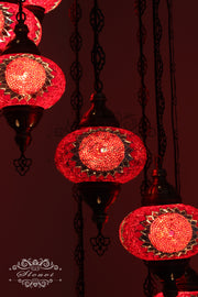 TURKISH MOSAIC LAMP, Water Drop Style CHANDELIER IN 8 LARGE GLOBES - TurkishLights.NET