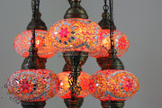 7 - BALL SULTAN TURKISH MOSAIC CHANDELIER (LARGE GLOBES) - TurkishLights.NET