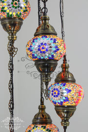 5 BALL TURKISH MOSAIC CHANDELIER, - TurkishLights.NET