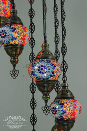 7 - BALL TURKISH MOSAIC CHANDELIER - TurkishLights.NET