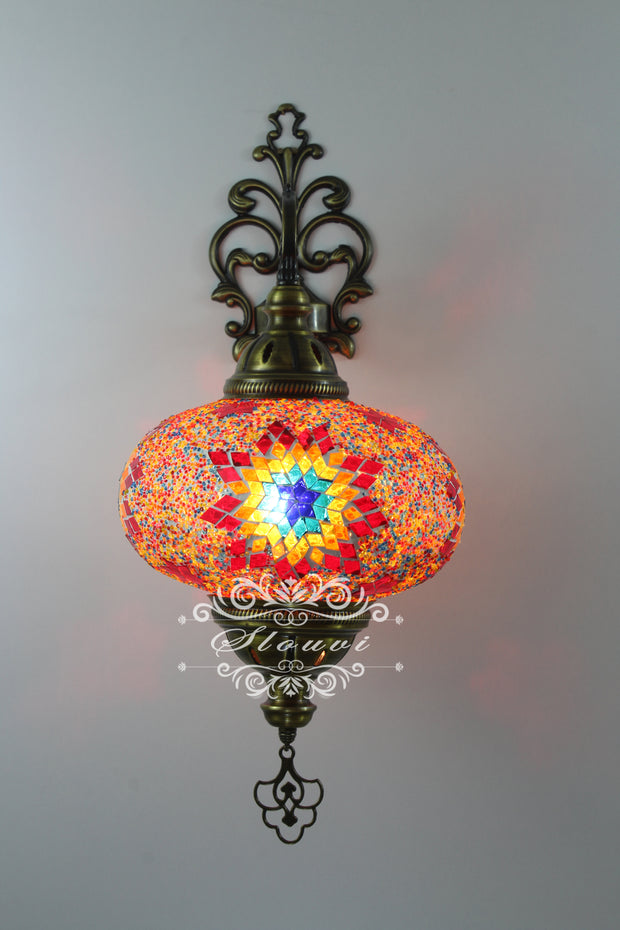 Turkish Mosaic Wall Sconce, With Extra Large Globes - TurkishLights.NET