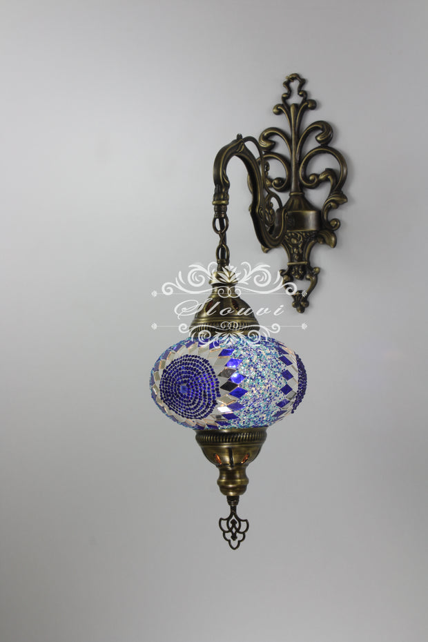 Turkish Mosaic  Wall Sconce, With Large Globes - TurkishLights.NET