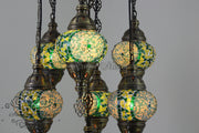 7 - BALL SULTAN TURKISH MOSAIC CHANDELIER (MEDIUM GLOBES) - TurkishLights.NET