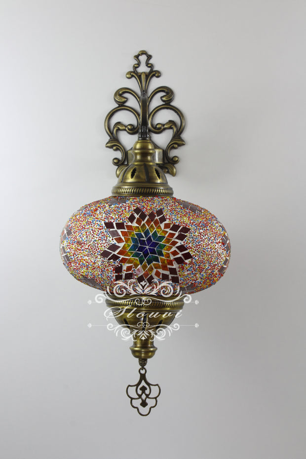 Turkish Mosaic Wall Sconce, With Extra Large Globes - TurkishLights.NET