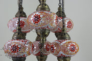 7 - BALL SULTAN TURKISH MOSAIC CHANDELIER (LARGE GLOBES) - TurkishLights.NET