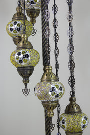 7 BALL TURKISH MOSAIC FLOOR LAMP, LAMBADER, MEDIUM GLOBES - TurkishLights.NET