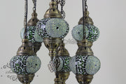 7 - BALL SULTAN TURKISH MOSAIC CHANDELIER (MEDIUM GLOBES) - TurkishLights.NET