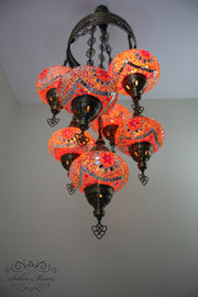 7 - BALL SULTAN TURKISH MOSAIC CHANDELIER (LARGE GLOBES) - TurkishLights.NET