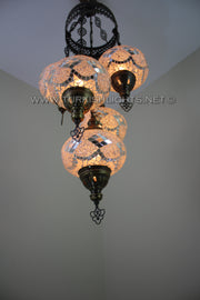 5-BALL SULTAN MOSAIC CHANDELIER (LARGE GLOBES) - TurkishLights.NET