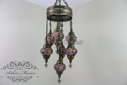 7 - BALL SULTAN TURKISH MOSAIC CHANDELIER (MEDIUM GLOBES) - TurkishLights.NET