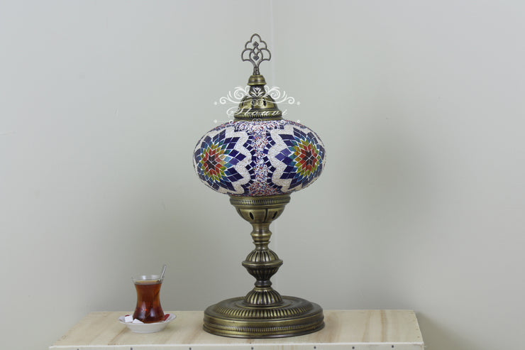 Turkish Mosaic Table Lamp, Extra Large Globe (NO5 GLOBE) - TurkishLights.NET