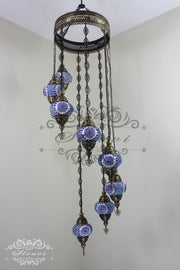 TURKISH MOSAIC LAMP, Water Drop Style CHANDELIER IN 8 GLOBES - TurkishLights.NET