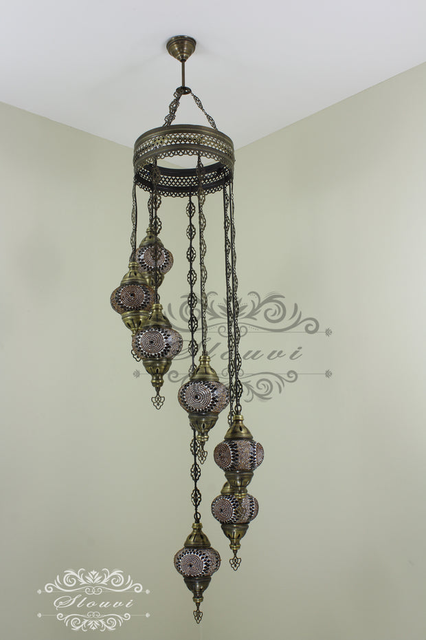 7 - BALL TURKISH MOSAIC CHANDELIER - TurkishLights.NET