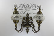 Turkish Mosaic Double Wall Sconce, With Medium Globes, Upward - TurkishLights.NET