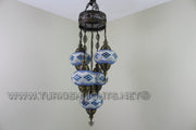 5-BALL SULTAN MOSAIC CHANDELIER (LARGE GLOBES) - TurkishLights.NET