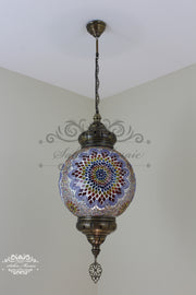 Mosaic Hanging Lamp with 30cm (12") Globe - TurkishLights.NET