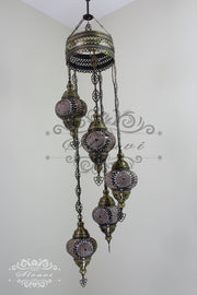 5 BALL TURKISH MOSAIC CHANDELIER, - TurkishLights.NET