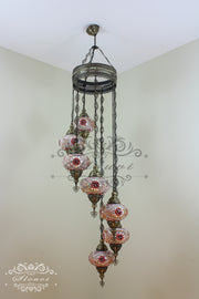 7 - BALL TURKISH MOSAIC CHANDELIER, LARGE GLOBES - TurkishLights.NET